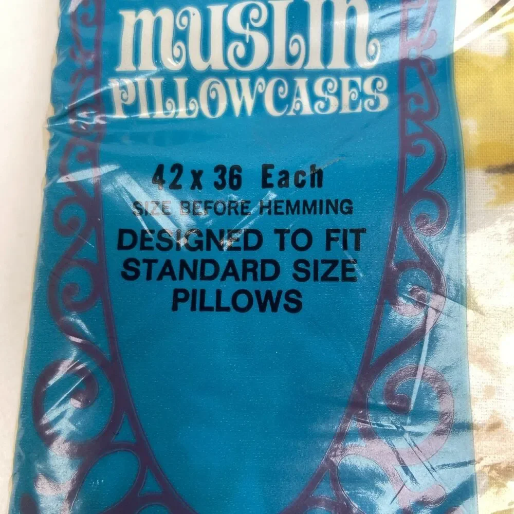 GRANTS Home Full Flat Sheet Std Pillowcases Yellow Flowers Muslin Fabric No Iron